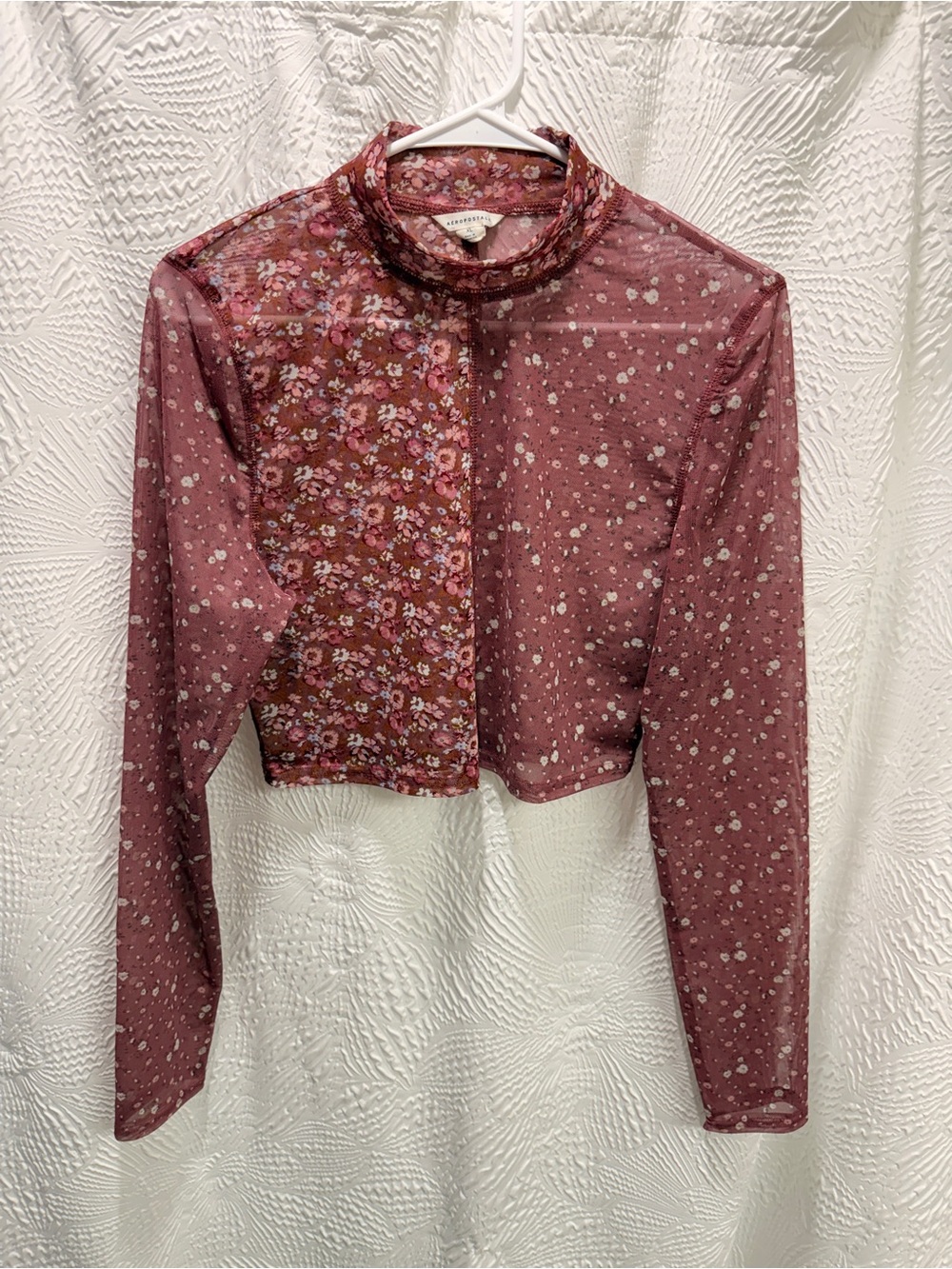 Aeropostale Vibrant Two-Tone Floral/tribal Sheer Crop-top Size XL